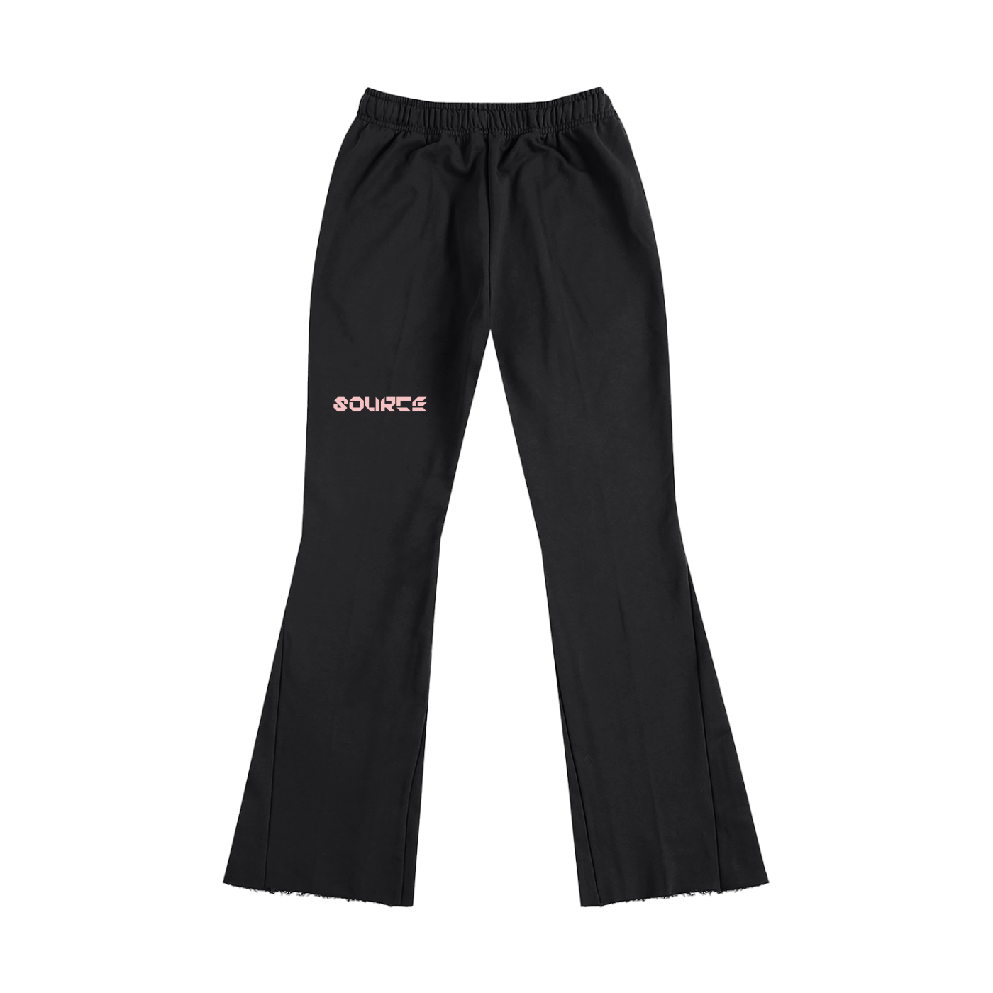 Black pants with 'SOURCE' logo on a white background