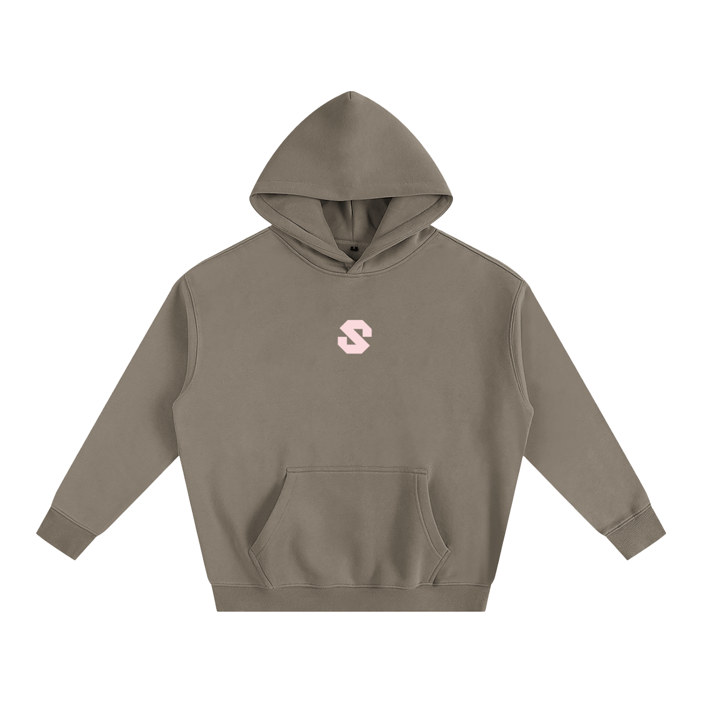 Brown hoodie with a logo on a white background