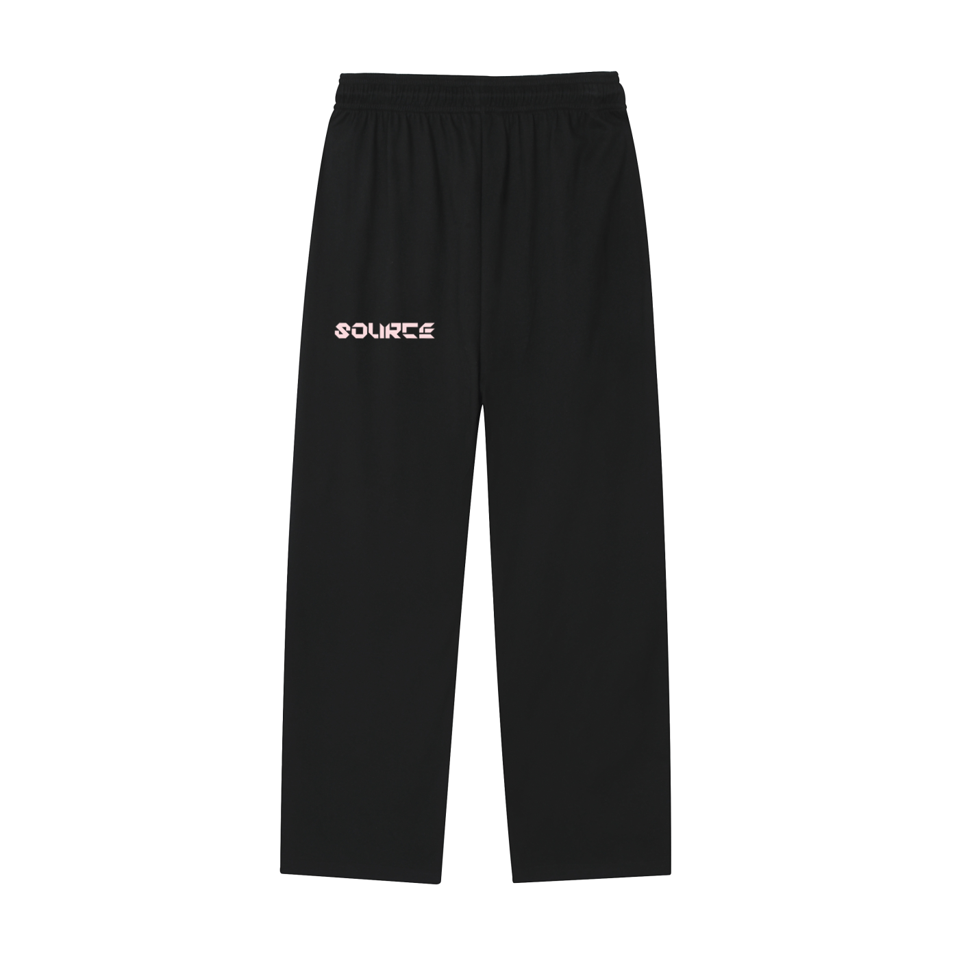 Black pants with 'SOURCE' logo on a white background
