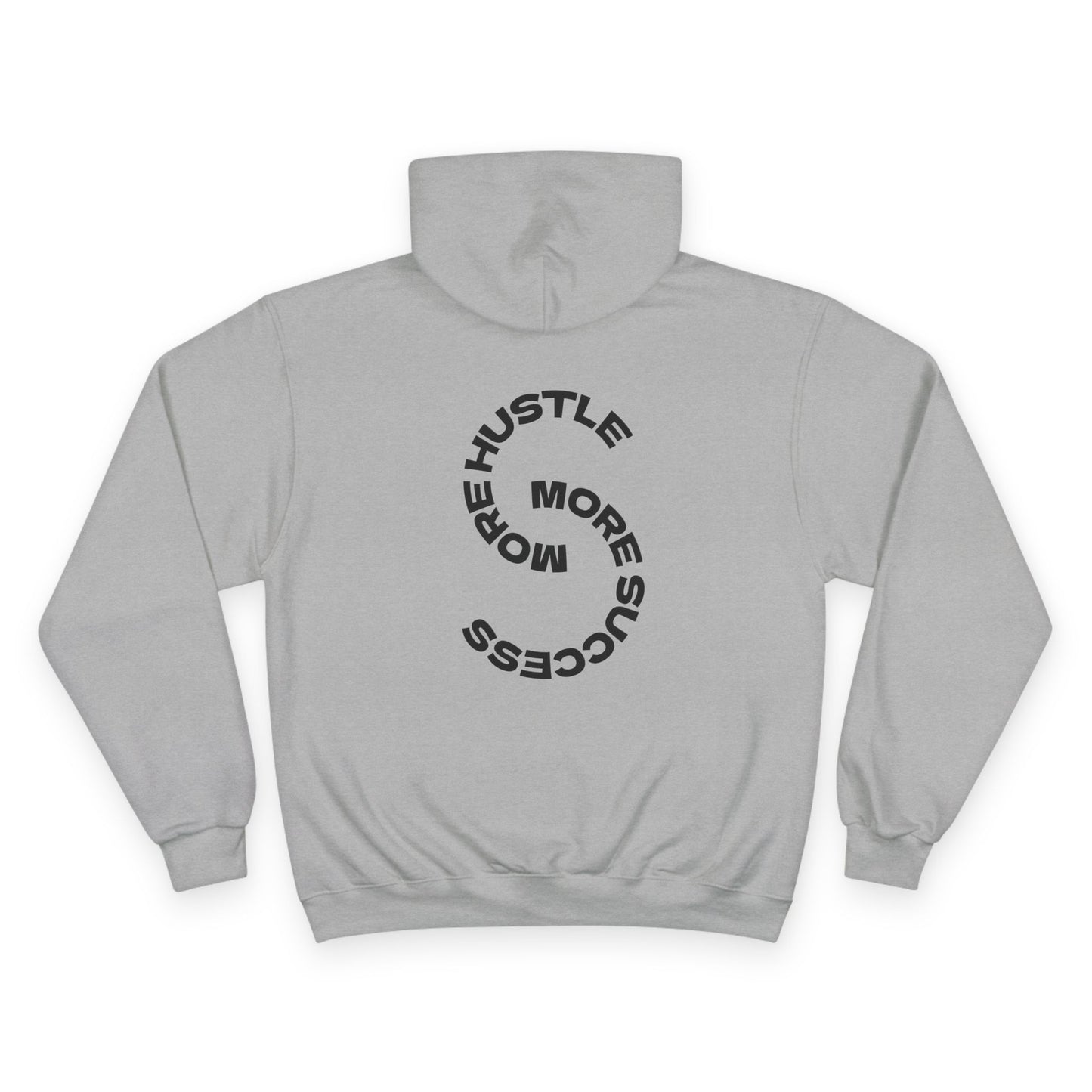 Gray hoodie with motivational text on the back against a white background