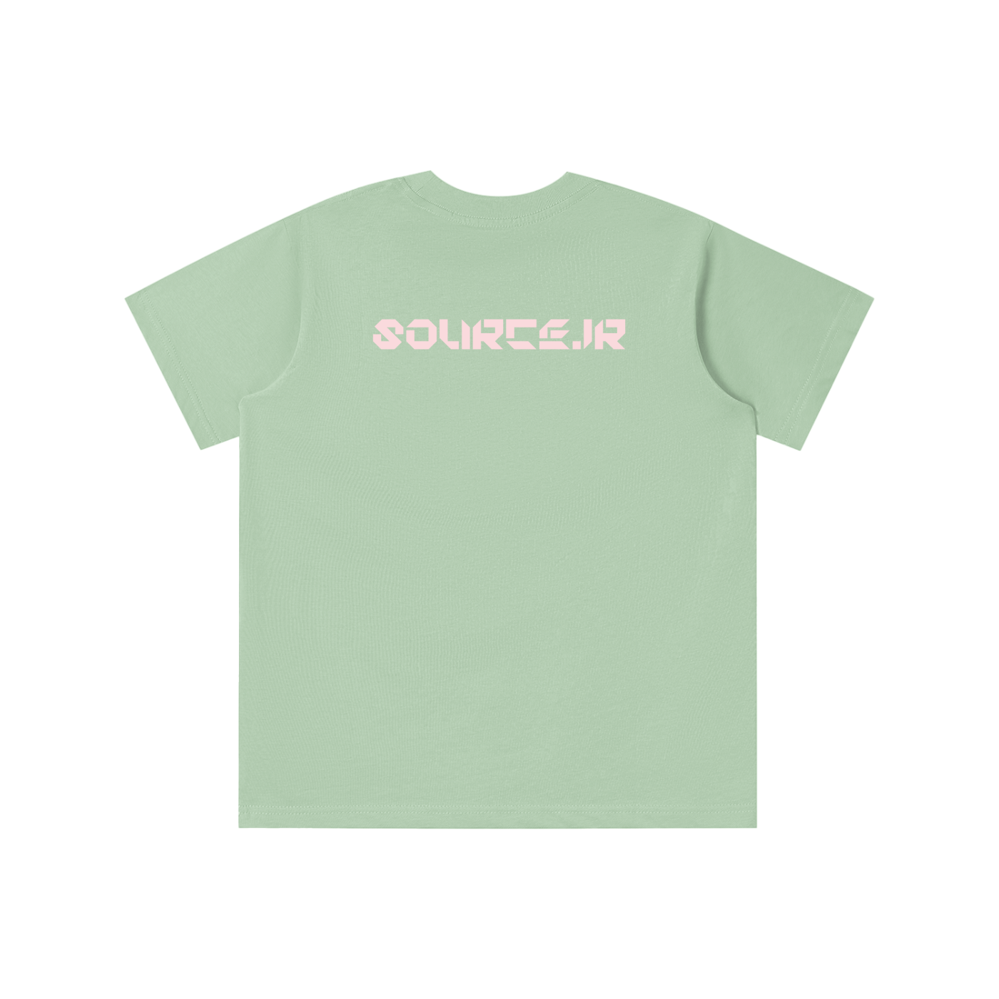 Light green t-shirt with 'SOLRCE.JR' logo on the back against a white background
