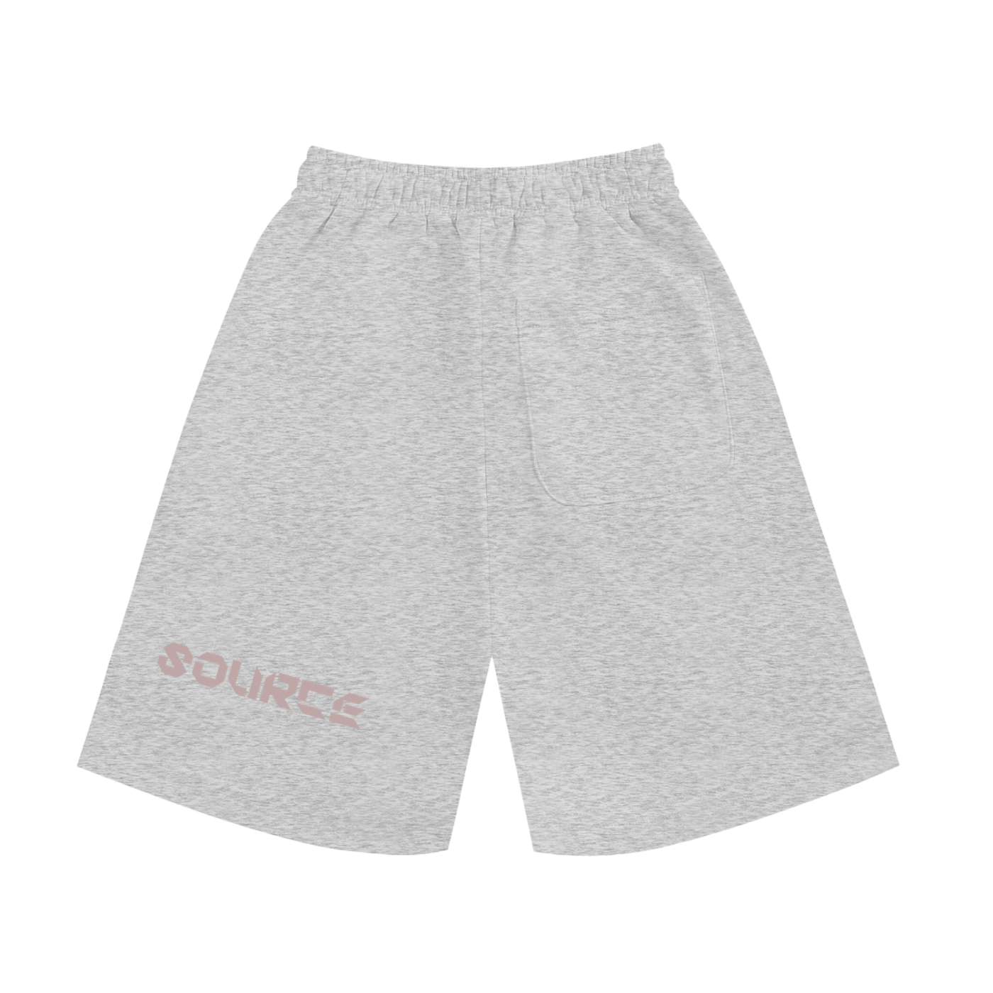 Gray shorts with 'Sourice' branding on a white background