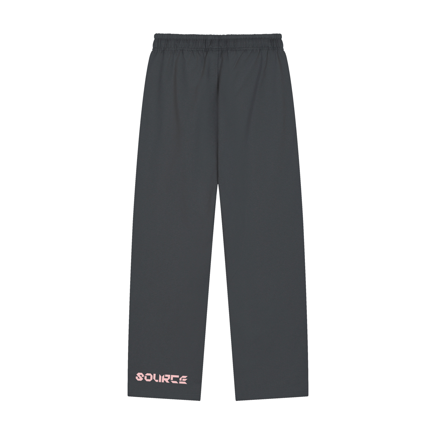 Dark gray pants with 'SOURCE' branding on a white background