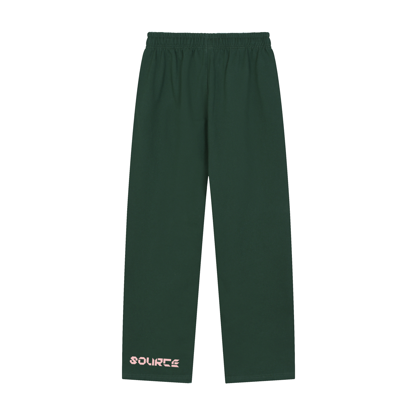 Green pants with 'SOURCE' logo on a white background