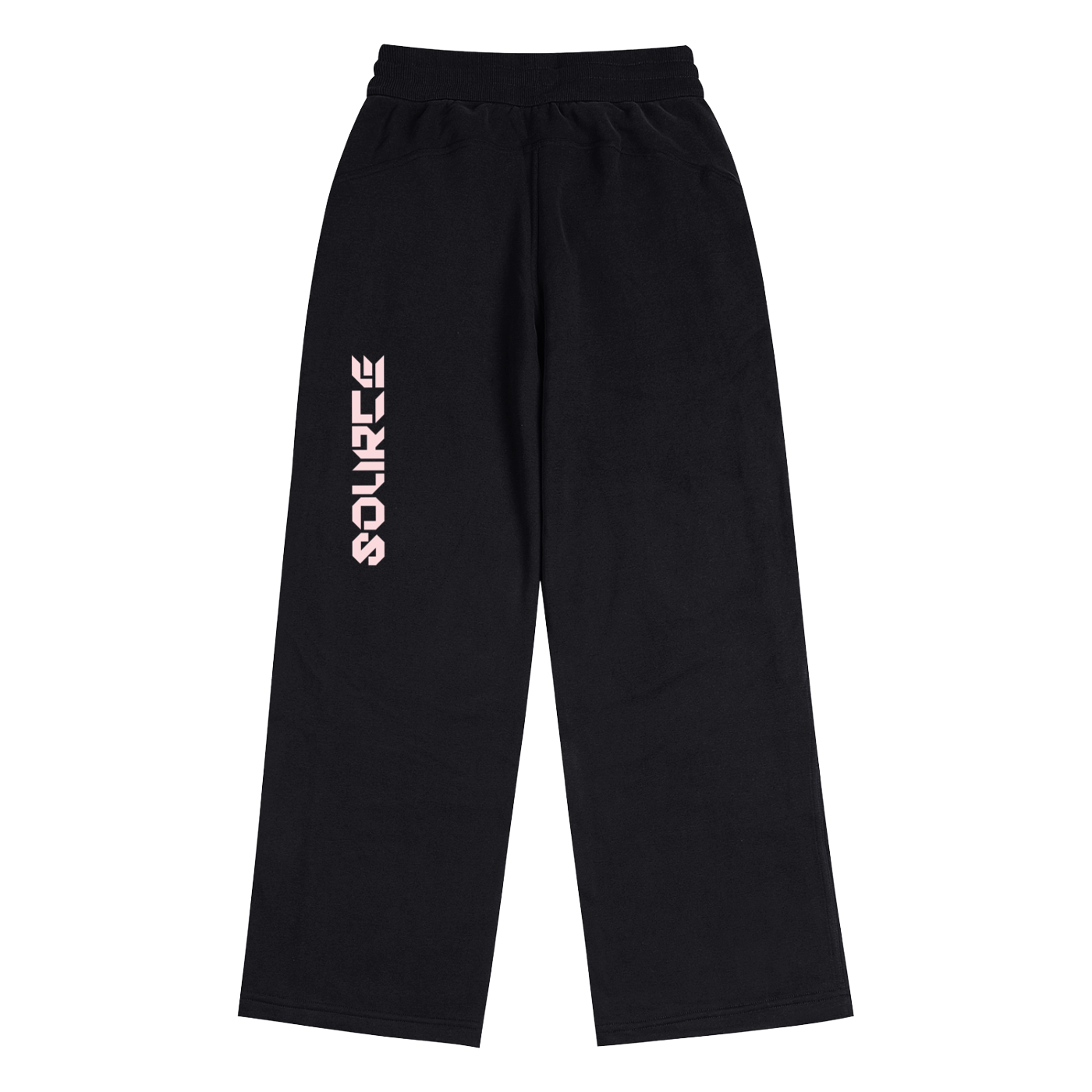 Black pants with 'SOURCE' logo on a white background
