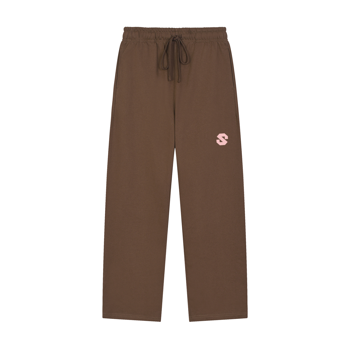 Brown pants with a small logo on a white background