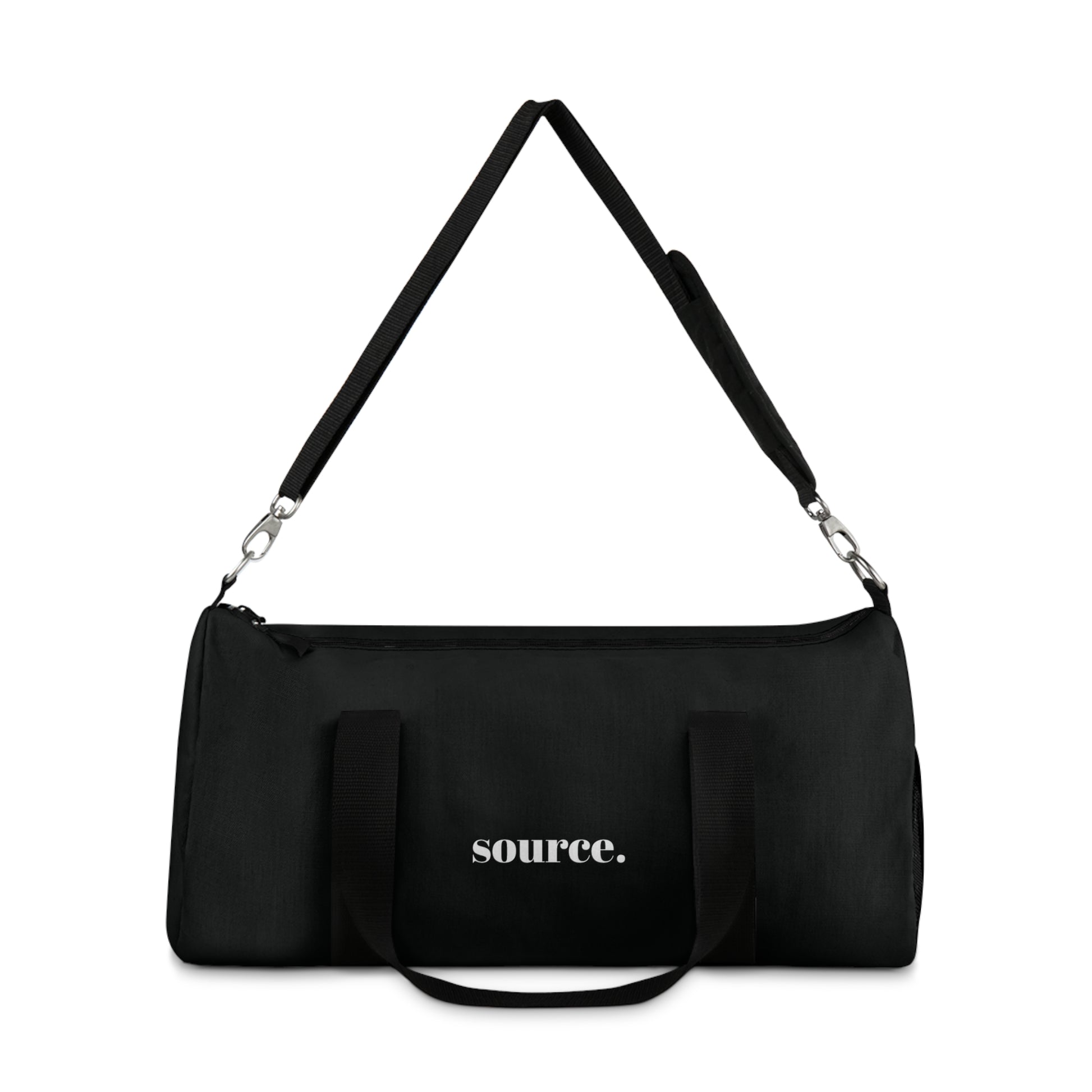 Black bag with 'source.' branding on a white background